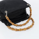 GUCCI Bamboo Hand Bag Leather Black Silver 000 0575 Auth bs30743-7
