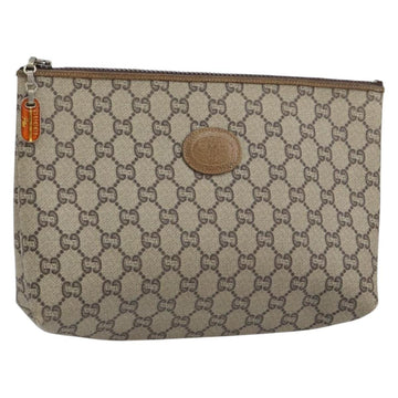 GUCCI GG Plus Supreme Clutch Bag PVC Beige Gold Auth bs30744