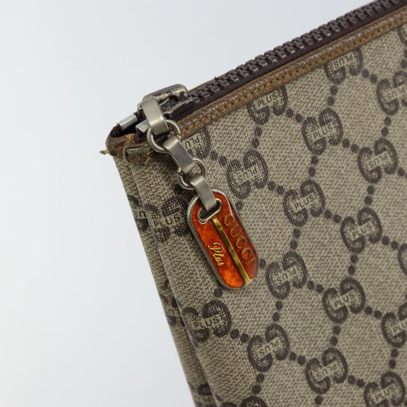 GUCCI GG Plus Supreme Clutch Bag PVC Beige Gold Auth bs30744