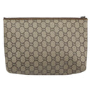GUCCI GG Plus Supreme Clutch Bag PVC Beige Gold Auth bs30744-2