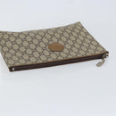 GUCCI GG Plus Supreme Clutch Bag PVC Beige Gold Auth bs30744-5