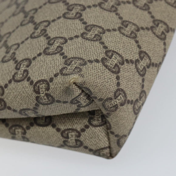 GUCCI GG Plus Supreme Clutch Bag PVC Beige Gold Auth bs30744