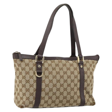 GUCCI GG Canvas Abbey Tote Bag Beige Gold 141470 Auth bs30746