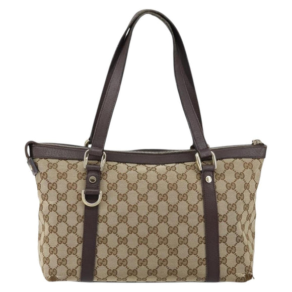 GUCCI GG Canvas Abbey Tote Bag Beige Gold 141470 Auth bs30746