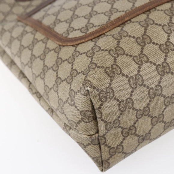 GUCCI GG Supreme Web Sherry Line Tote Bag PVC Beige Gold Auth bs30751