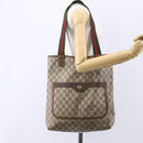 GUCCI GG Supreme Web Sherry Line Tote Bag PVC Beige Gold Auth bs30751-21