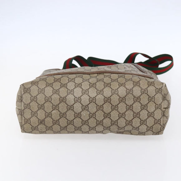 GUCCI GG Supreme Web Sherry Line Tote Bag PVC Beige Gold Auth bs30751