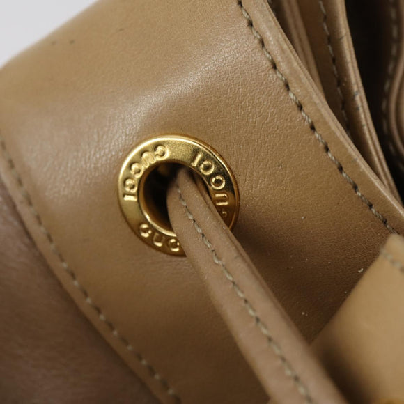 GUCCI Bamboo Backpack Leather Beige Gold 003 2855 0043 0 Auth bs30754