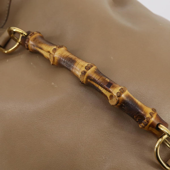 GUCCI Bamboo Backpack Leather Beige Gold 003 2855 0043 0 Auth bs30754