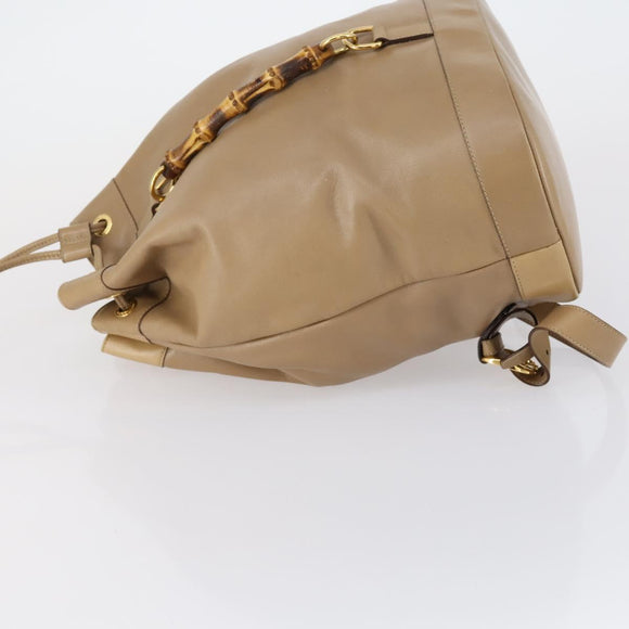 GUCCI Bamboo Backpack Leather Beige Gold 003 2855 0043 0 Auth bs30754