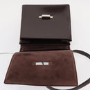 GUCCI Shoulder Bag Patent leather Brown Silver Auth bs30756-18