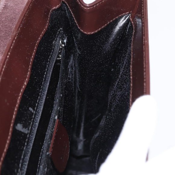 GUCCI Shoulder Bag Patent leather Brown Silver Auth bs30756