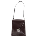 GUCCI Shoulder Bag Patent leather Brown Silver Auth bs30756-13