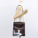 GUCCI Shoulder Bag Patent leather Brown Silver Auth bs30756-24