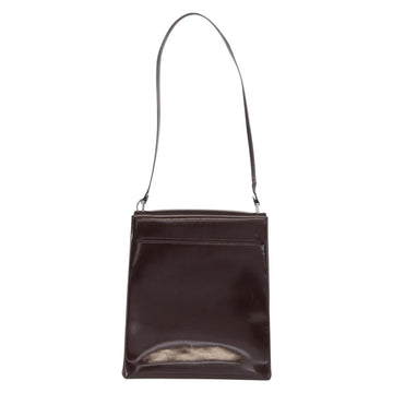 GUCCI Shoulder Bag Patent leather Brown Silver Auth bs30756 - 0