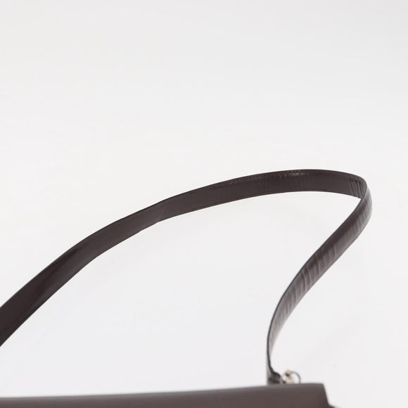 GUCCI Shoulder Bag Patent leather Brown Silver Auth bs30756