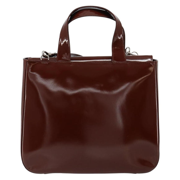 GUCCI Hand Bag Patent leather 2way Brown Gold 000 1013 0504 Auth bs30757