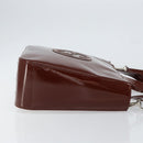 GUCCI Hand Bag Patent leather 2way Brown Gold 000 1013 0504 Auth bs30757-4