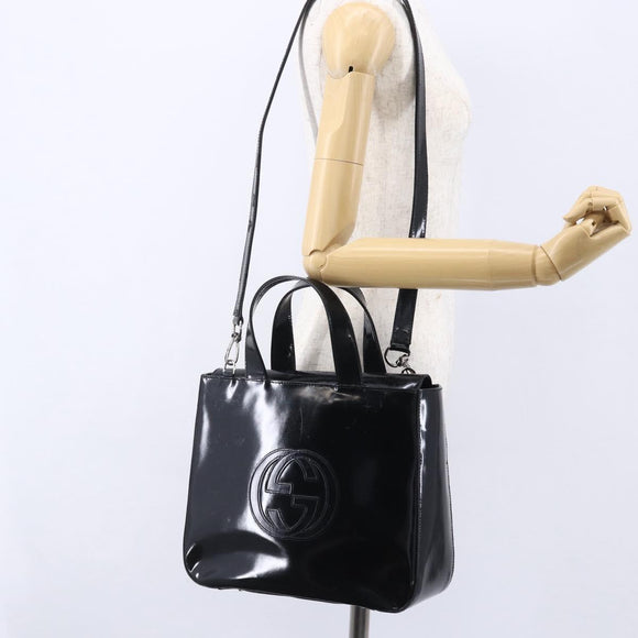 GUCCI Soho Hand Bag Patent leather Black 000 1013 0504 Auth bs30758