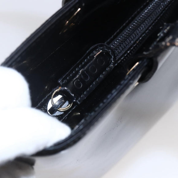 GUCCI Shoulder Bag Patent leather Black Gold 002 2058 0480 0 Auth bs30759