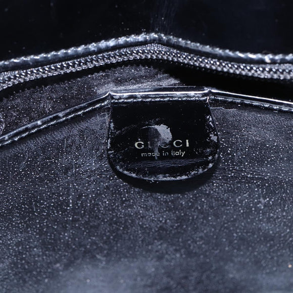 GUCCI Shoulder Bag Patent leather Black Gold 002 2058 0480 0 Auth bs30759