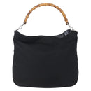 GUCCI Bamboo Hand Bag Nylon Black Silver 001 1998 1577 Auth bs30760-13
