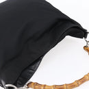 GUCCI Bamboo Hand Bag Nylon Black Silver 001 1998 1577 Auth bs30760-6
