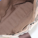 BURBERRY Nova Check Blue Label Tote Bag Nylon Beige Silver Auth bs30763-11