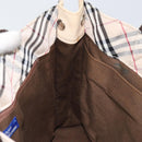 BURBERRY Nova Check Blue Label Tote Bag Nylon Beige Silver Auth bs30763-18