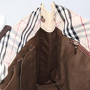 BURBERRY Nova Check Blue Label Tote Bag Nylon Beige Silver Auth bs30763-19