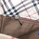 BURBERRY Nova Check Blue Label Tote Bag Nylon Beige Silver Auth bs30763-20