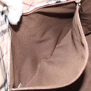 BURBERRY Nova Check Blue Label Tote Bag Nylon Beige Silver Auth bs30763-12