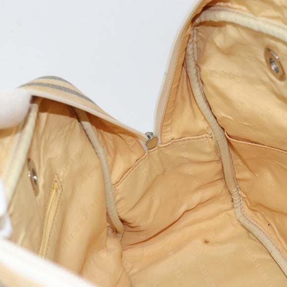 BURBERRY Hand Bag Canvas Leather White Silver Auth bs30764