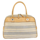 BURBERRY Hand Bag Canvas Leather White Silver Auth bs30764-13