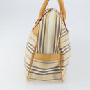 BURBERRY Hand Bag Canvas Leather White Silver Auth bs30764-4