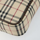 BURBERRY Nova Check Shoulder Bag Canvas Leather Beige Silver Auth bs30765-9