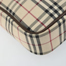 BURBERRY Nova Check Shoulder Bag Canvas Leather Beige Silver Auth bs30765-14