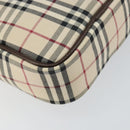 BURBERRY Nova Check Shoulder Bag Canvas Leather Beige Silver Auth bs30765-16