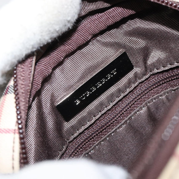 BURBERRY Nova Check Shoulder Bag Canvas Leather Beige Silver Auth bs30765