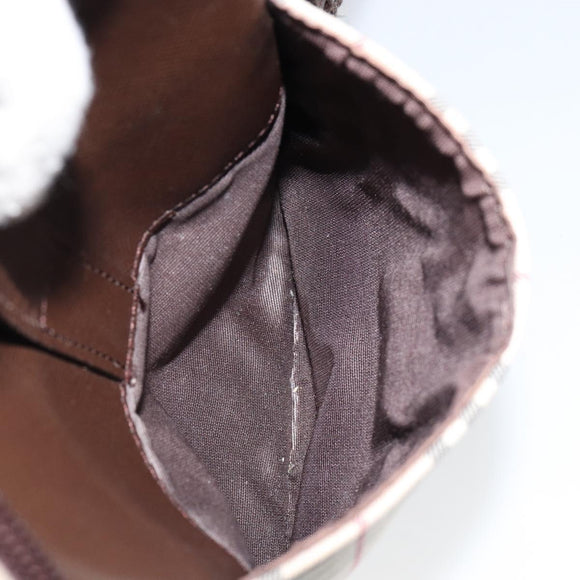 BURBERRY Nova Check Shoulder Bag Canvas Leather Beige Silver Auth bs30765