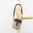 BURBERRY Nova Check Shoulder Bag Canvas Leather Beige Silver Auth bs30765-24