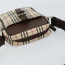 BURBERRY Nova Check Shoulder Bag Canvas Leather Beige Silver Auth bs30765-6