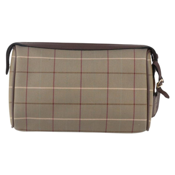 Burberrys Nova Check Clutch Bag Canvas Beige Gold Auth bs30766