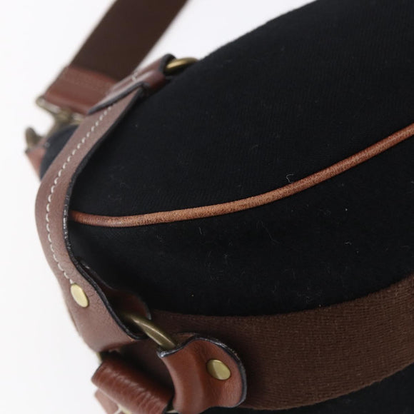 BURBERRY Blue Label Shoulder Bag Wool Black Gold Auth bs30768