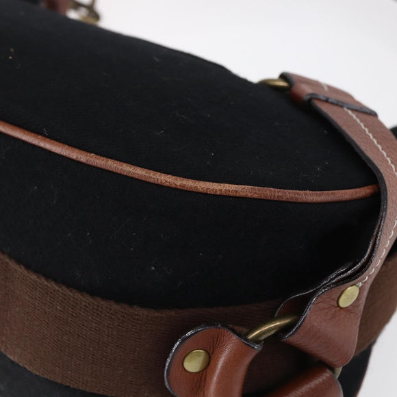 BURBERRY Blue Label Shoulder Bag Wool Black Gold Auth bs30768