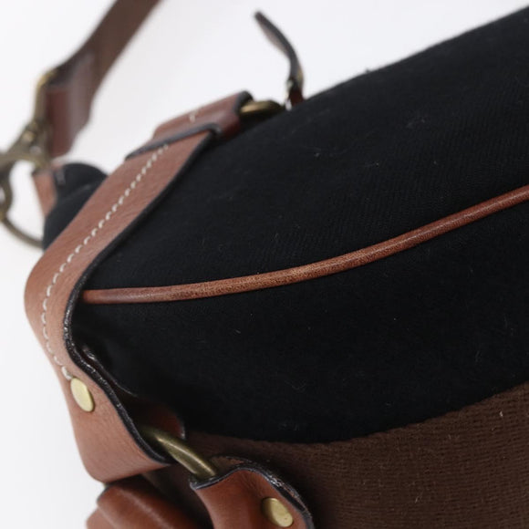 BURBERRY Blue Label Shoulder Bag Wool Black Gold Auth bs30768