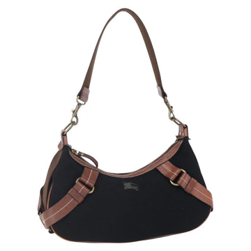 BURBERRY Blue Label Shoulder Bag Wool Black Gold Auth bs30768