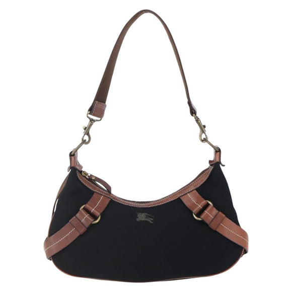 BURBERRY Blue Label Shoulder Bag Wool Black Gold Auth bs30768