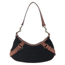 BURBERRY Blue Label Shoulder Bag Wool Black Gold Auth bs30768-2