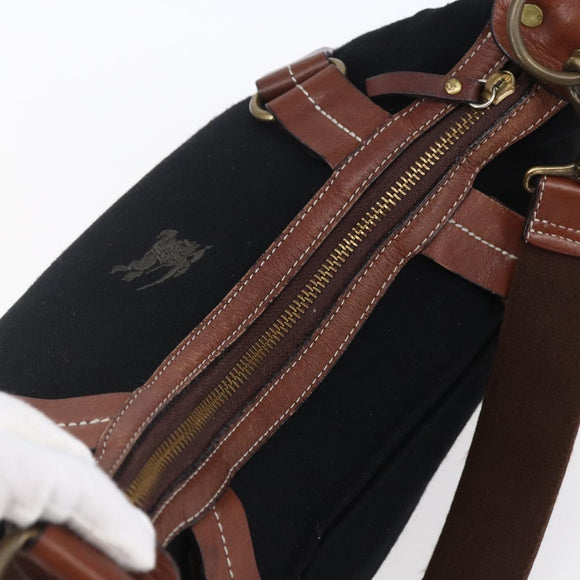 BURBERRY Blue Label Shoulder Bag Wool Black Gold Auth bs30768